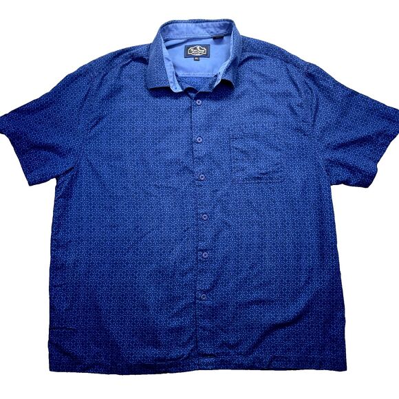 Nat Nast Luxury Originals Shirt Mens XL Blue Short Sleeve Geometric Print Btn Up - Picture 1 of 16
